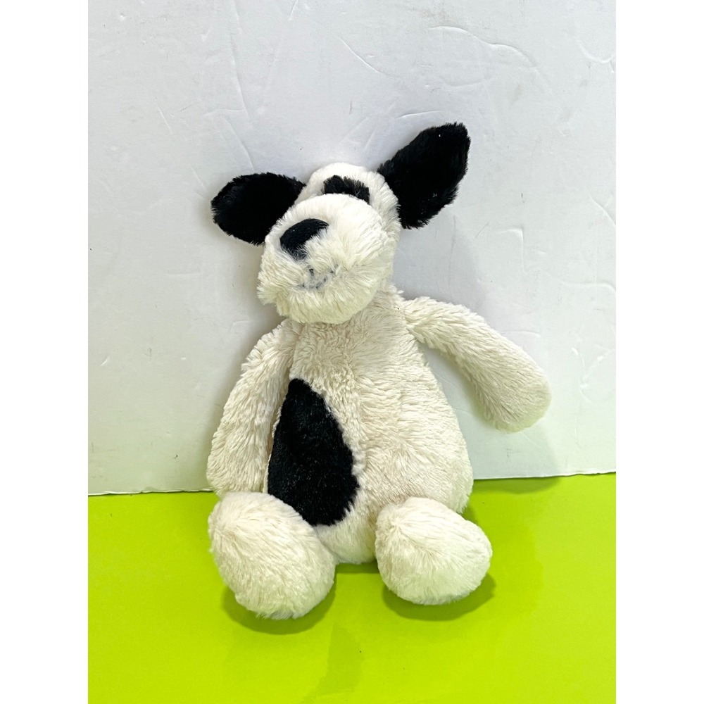 Jellycat London Bashful Puppy Dog Plush 8" Cream Black Spot Soft Toy JCINC4281